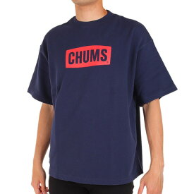 チャムス（CHUMS）（メンズ、レディース）半袖Tシャツ オーバーサイズドショートスリーブロゴクルートップループパイル CH00-1385-N095 ネイビー×レッド