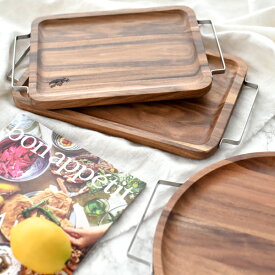 木製 皿 カッティングボード アカシア カフェ風 おしゃれ メタルハンドル アカシアトレイ Mサイズ Instagram掲載商品