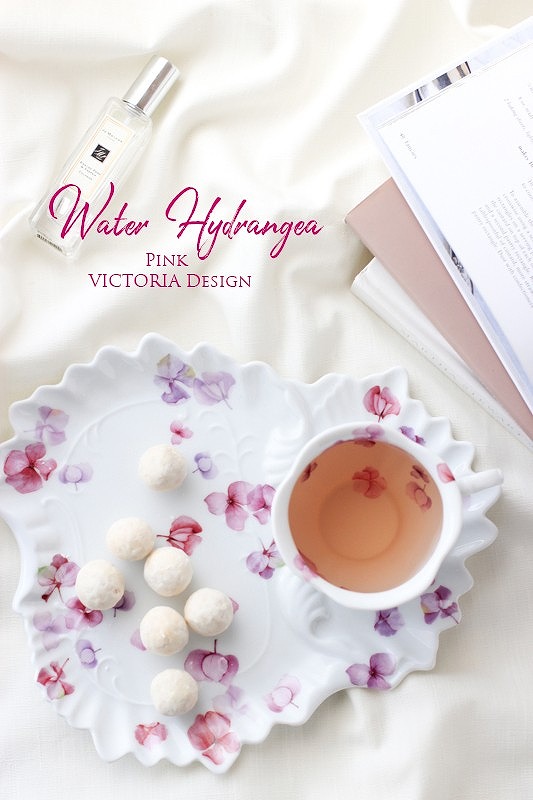 ポーセラーツ 転写紙 花柄 WATER HYDRANGEA (ウォーターハイドランジア・ピンク) Instagram掲載商品 pink  VICTORIA Design