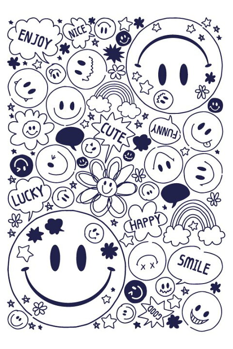 楽天市場 ポーセラーツ 転写紙 子供 かわいい にこちゃん ニコニコ マーク Smiley Face スマイリーフェイス ネイビー Blue Victoria Design