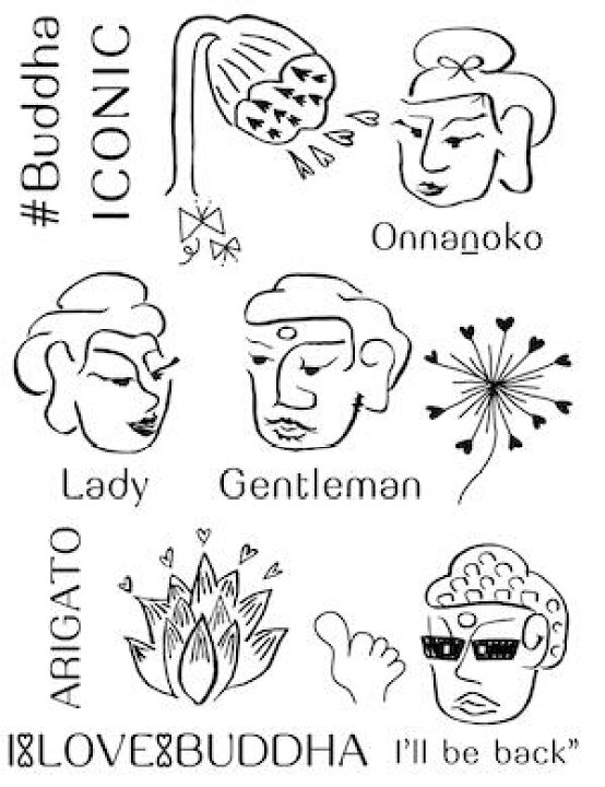楽天市場 ポーセラーツ 転写紙 デザイナーズ 大仏 ブッダ イラスト おしゃれ Iconic Buddhaハナ ブラック Black Victoria Design