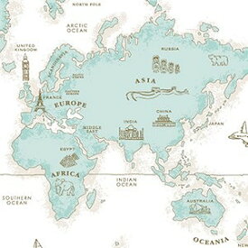 ポーセラーツ 転写紙 模様 WORLD MAP(ワールドマップ・ティファニー) blue