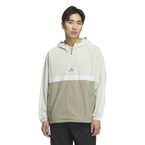 アディダス(adidas)(メンズ)ゴルフウェア BTC 撥水 クオータージップ フード プルオーバー 長袖 JUW87-JM9596 BEG