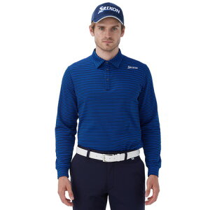 スリクソン(SRIXON)(メンズ)ゴルフウェア HEAT NAVI バイカラーボーダーロングスリーブシャツ RG4FLS07M BL00