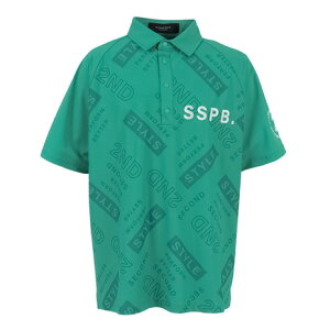 セカンドスタイル(Second Style)(メンズ)ゴルフウェア 吸水速乾 接触冷感 総柄ビッグ半袖ポロシャツ 242224