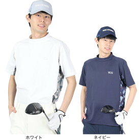 トランスコンチネンツ（TRANS CONTINENTS）（メンズ）ゴルフ 半袖 メンズ 幾何柄 モックネックTシャツ 24WTR01