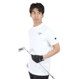 【7/15限定 最大1万Pバック要エントリー＆抽選】キャロウェイ（CALLAWAY）（メンズ）ゴルフウェア 吸汗速乾 ロゴジャカード半袖モックネックシャツ C24134102-1030
