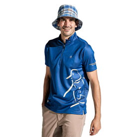 マンシングウエア（MUNSING WEAR）（メンズ）ゴルフウェア モックネック MOTION3Dパネルジャカードハーフジップ半袖シャツ MGMXJA09 BL00
