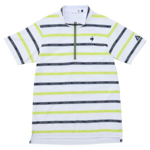 ルコックスポルティフ(lecoqsportif)(メンズ)ゴルフウェア 遮熱 ボーダー柄 ハーフジップ 半袖シャツ LG5SHS80M
