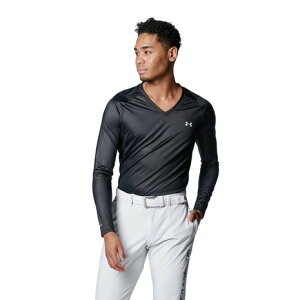 アンダーアーマー(UNDER ARMOUR)(メンズ)ゴルフウェア 吸熱発散 アンダーウェア アイソチル フィッティドロングスリーブVネックシャツ 1384824 001