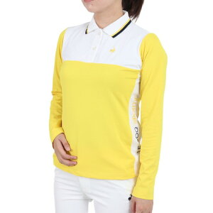 ルコックスポルティフ ゴルフ(レディース)ゴルフウェア 吸汗 汗 ストレッチ UV UPF15 バイカラー長袖ポロシャツ QGWUJB01