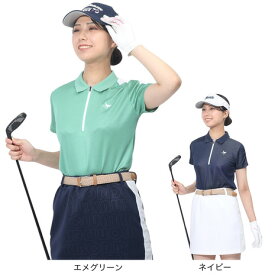 【11/11 1:59まで さらに最大P10倍】クランク（CLUNK）（レディース）ゴルフウェア ジャガードニット半袖ポロシャツ CL5RUG04