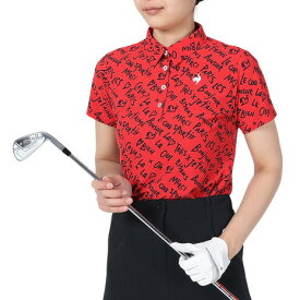ルコックスポルティフ（lecoqsportif）（レディース）ゴルフウェア ストレッチフォーサー 手書きロゴ柄半袖シャツ QGWXJA18 RD00