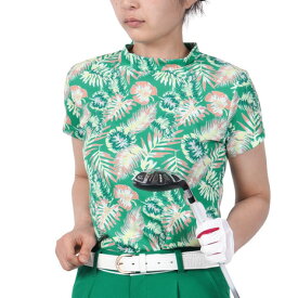 クランク（CLUNK）（レディース）ゴルフウェア 吸汗速乾 冷感 消臭 ボタニカル 半袖モックネックシャツ CL5PUG17