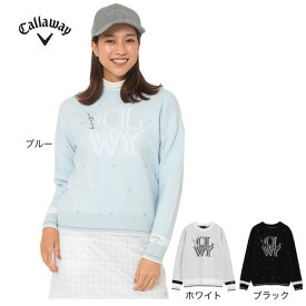 キャロウェイ（CALLAWAY）（レディース）ゴルフウェア クルーネック長袖ラインストーン付きニット C25218201