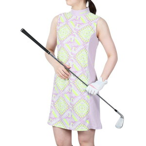 ビバハート(VIVA HEART)(レディース)ゴルフウェア 接触冷感 吸水速乾 アイスタッチカノコマジョリカスカーフ柄ワンピース 012-61470