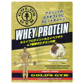 【1,500円OFFクーポン 5/25限定 2万円以上購入】ゴールドジム（GOLD'S GYM）（メンズ、レディース）ホエイプロテイン ホエイペプチド 7種類のビタミンB群 クッキー&クリーム風味 360g F5836 計量スプーン付