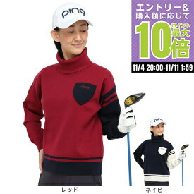 【11/11 1:59まで さらに最大P10倍】ピン（PING）（レディース）ゴルフウェア 長袖 オフタートル バイカラーニット 622-5275001