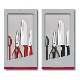 【公式ストア限定レビュー特典】ビクトリノックス 公式 VICTORINOX ギフトセット4P 4点セット 2色 食洗機対応【正規品】包丁セット 一人暮らし 結婚祝い 新生活 プレゼント おしゃれ 三徳包丁 果物ナイフ 小型 キッチンナイフ キッチンはさみ ピーラー 皮むき器 皮むき 黒 赤