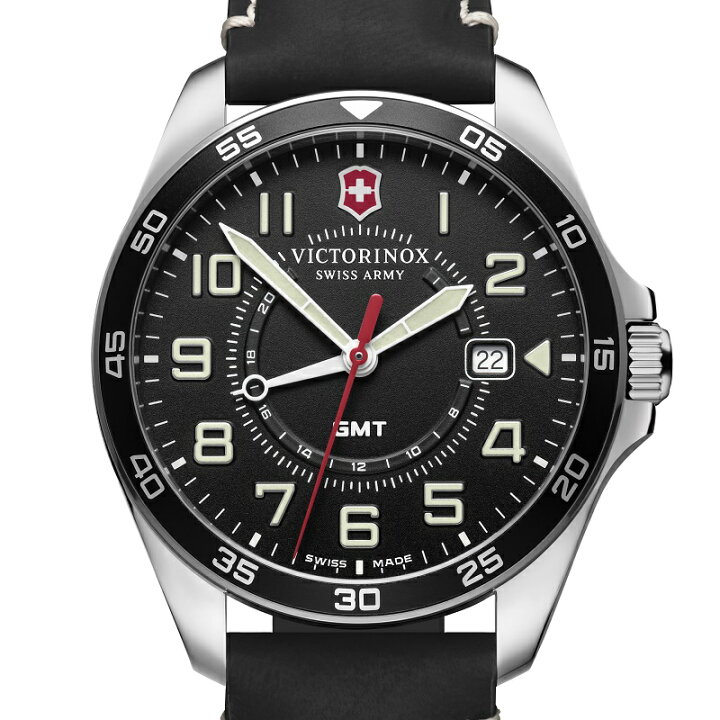 楽天市場 公式 ビクトリノックス Victorinox Fieldforce フィールドフォースgmt ブラック レザーストラップ ブラック 日本正規品 保証書付 2415 時計 腕時計 メンズ 時計 メンズ ブランド 防水 おしゃれ 代 30代 40代 50代 60代 革ベルト 黒