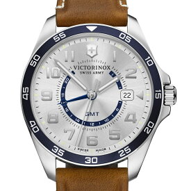 【公式限定レビュー特典あり】ビクトリノックス VICTORINOX フィールドフォース クラシックGMT シルバーホワイト 時計 腕時計 メンズ 防水【正規品 5年保証】ブランド おしゃれ かっこいい 白 革ベルト レザー ブラウン ギフト プレゼント 男性 彼氏 誕生日 新生活 241931