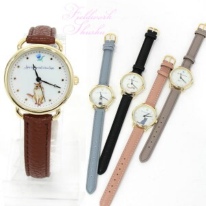 \マラソンP2倍+クーポン/ 定形外送料無料 フィールドワーク シュシュ 腕時計 ST198 猫 ねこ ネコ シンプル 時計 ウォッチ レディース かわいい