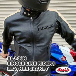 【メーカー直販】ルーキー ROOKIE RLJ-06N シングルライダース レザージャケット サイズ:M、L、LL、3L、4L カラー:ブラック エンボス加工のレザージャケット