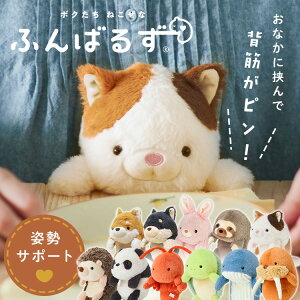 ふんばるず ぬいぐるみ 猫背 お腹にはさむ 姿勢をサポート デスクワーク 仕事 勉強 在宅ワーク 抱き枕 クッション イヌ ウサギ ネコ パンダ ハリネズミ かわいい ねこ背 猫背クッション 猫背