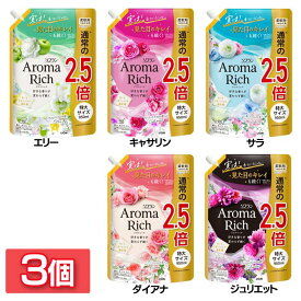 【3個セット】柔軟剤 詰め替え 詰替 ソフランアロマリッチ つめかえ用 特大 950ml ライオン エリー キャサリン サラ ダイアナ ジュリエット ソフラン 衣料用 咲きたてアロマ製法 シワ・ヨレ 静電気 防臭・抗菌 天然アロマ まとめ買い LION 【D】