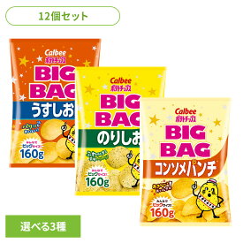 【12袋】ビッグバッグポテトチップス Calbee ポテチ 大容量 パーティー イベント 芋 うすしお スナック カルビー うすしお のりしお コンソメパンチ アソートセット3種×各4袋