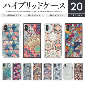 TPU 強化ガラス iPhone ケース スクエア型 四角 耐衝撃 スマホケース ハードケース iPhone15 iPhone14 iPhone13 12 SE 第3世代 第2世代 Pro Plus Max エスニック 柄 模様 タイル柄 曼荼羅 マンダラ カラフル おしゃれ かわいい キレイ レディース 大人 レトロ 雑貨 グッズ