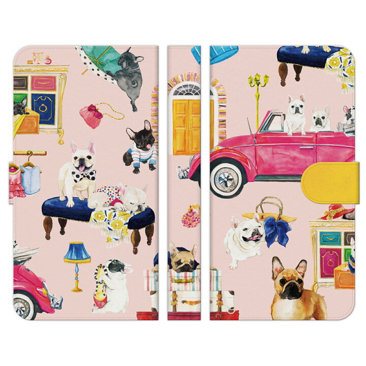 楽天市場 Spray 402lg 手帳型 スマホ ケース カバー フレンチブルドッグ 柄 02 ピンク Noa フレブル 犬 動物柄 グッズ 鼻ぺちゃ犬 イヌ イラスト デザイナーズ Android Au Docomo Softbank アンドロイド エーユー オーダーメイド おしゃれ おすすめ オリジナル お祝い