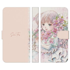 シンプルスマホ6 A201SH Sakura Fairy cinnamon サクラ 桜 イラスト シンプルスマホ 手帳型 ケース カバー 折りたたみ スタンド android au docomo softbank アンドロイド エーユー オーダーメイド おしゃれ オリジナル お祝い お揃い カードケース カップル かわいい