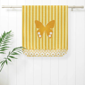 蝶レースストライプ黄(フェイスタオル) フェイスタオル ユニセックス ホームデコレーション 全て 花 ストライプ レース 蝶 蝶レースストライプ黄 縞模様 黄色系 冴木みやこ