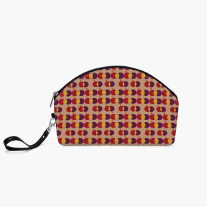 リンゴとサツマイモ(丸形コスメポーチ) 丸型コスメポーチ レディース バッグ アート おしゃれ リンゴ さつまいも パターン柄 秋 志心みのり