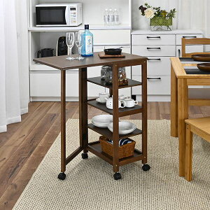 片バタワゴン 約高さ85cm ブラウン キッチンワゴン 組立品