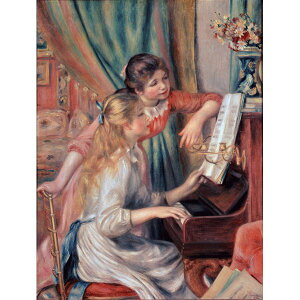 世界の名画シリーズ、プリハード複製画 ピエール・オーギュスト・ルノアール作 「ピアノに寄る娘達」【代引不可】 送料込！