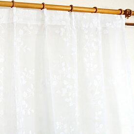 フロッキーレースカーテン / 2枚組 100×176cm / ホワイト 洗える ツリーシルエット 『フロッキーコダチ』 九装