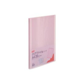 (まとめ) TANOSEE クリアファイル A4タテ20ポケット 背幅14mm ピンク 1セット(10冊) 【×10セット】