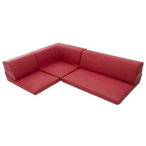 コーナーソファー 3点セット 【1人掛け+2人掛け+コーナーソファ PVC レッド】 2P:幅98cm ウレタンフォーム 日本製【代引不可】