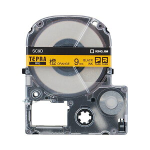 (まとめ) キングジム テプラ PRO テープカートリッジ パステル 9mm オレンジ/黒文字 SC9D 1個 【×10セット】