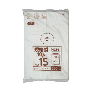 (まとめ)TANOSEE HDPE規格袋 紐なし15号 ヨコ300×タテ450×厚み0.01mm 1パック(200枚)【×10セット】