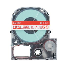 (まとめ) キングジム テプラ PRO テープカートリッジ 強粘着 12mm 白／赤文字 SS12RW 1個 【×10セット】