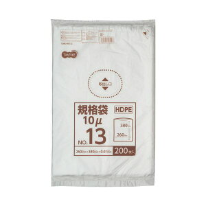 (まとめ)TANOSEE HDPE規格袋 紐なし13号 ヨコ260×タテ380×厚み0.01mm 1パック(200枚)【×20セット】