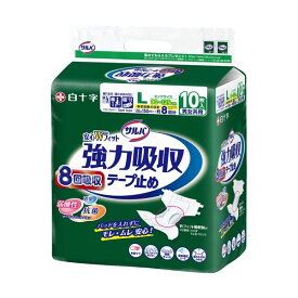 (まとめ) 白十字 サルバ 安心Wフィット 強力吸収 テープ止め L 1パック(10枚) 【×5セット】