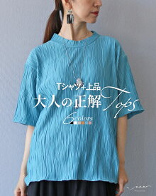 「Vieo」トップス 40代 50代 60代 レディース ミセス レディースファッション 上品 半袖 夏 きれいめ 婦人服 体型カバー 着回し ゆったり フリーサイズ お洒落 大人 Tシャツ＋上品 大人の正解トップス Vieo