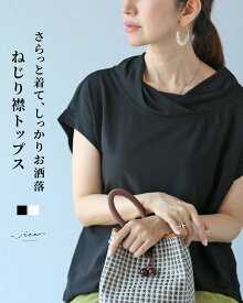 「Vieo」トップス 40代 50代 60代 レディース ミセス レディースファッション 上品 きれいめ 婦人服 体型カバー 着回し ゆったり フリーサイズ お洒落 大人 さらっと着て、しっかりお洒落　ねじり襟トップス Vieo