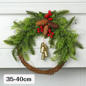 クリスマスリース 玄関リース 外径35/40cm 送料無料 玄関 外 飾り 大きいサイズ クリスマス リース クリスマスプレゼント ギフト お歳暮