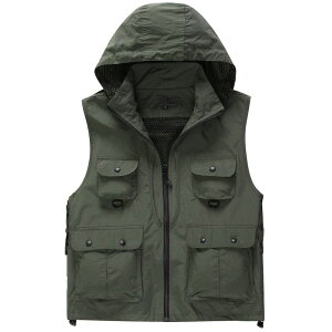 【P5倍!4290→実質4076円 10/27まで】フィッシングベスト アウトドアベスト フード付き お釣り 帽子付き 作業用 ポケット多い カメラマ