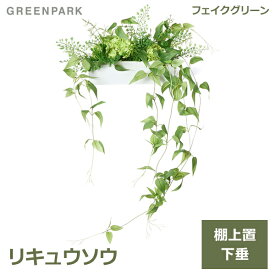 リキュウソウ 棚上グリーン 人工 観葉植物 フェイク グリーン おしゃれ GREENPARK グリーンパーク 造花 PRGR-1181 人気 アレンジ テーブルグリーン 白 フレーム インテリア 枝 シンプル ディスプレイ プレゼン 送料無料